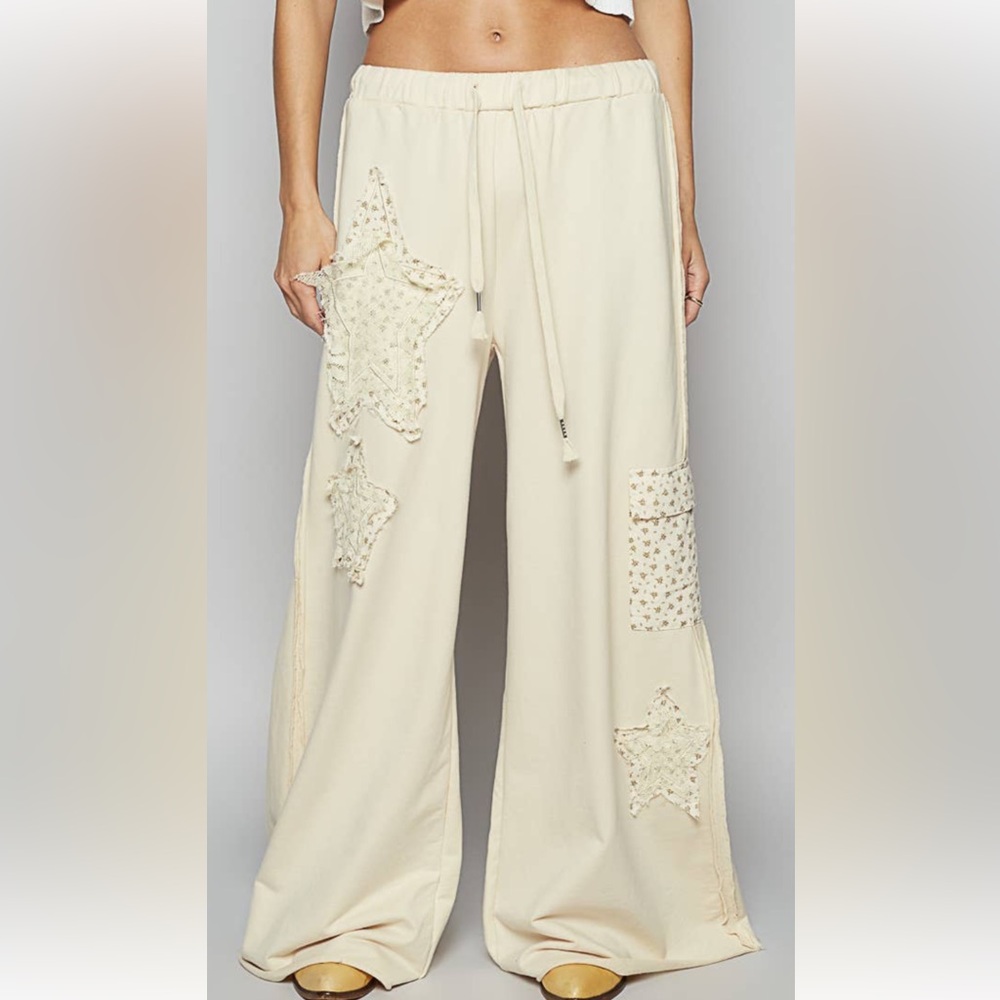 POL Cream Drawstring Pants